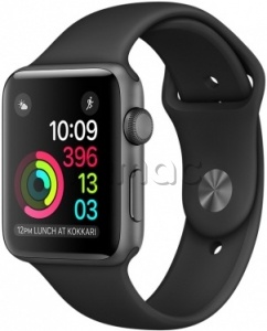 Купить Apple Watch Series 2 42мм Корпус из алюминия цвета «серый космос», спортивный ремешок чёрного цвета (MP062)