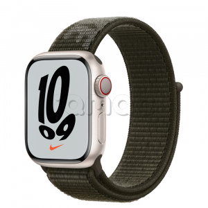 Купить Apple Watch Series 7 // 41мм GPS + Cellular // Корпус из алюминия цвета «сияющая звезда», спортивный браслет Nike цвета «рабочий хаки»