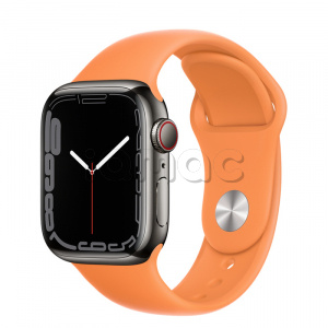 Купить Apple Watch Series 7 // 41мм GPS + Cellular // Корпус из нержавеющей стали графитового цвета, спортивный ремешок цвета «весенняя мимоза»