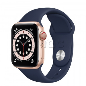 Купить Apple Watch Series 6 // 40мм GPS + Cellular // Корпус из алюминия золотого цвета, спортивный ремешок цвета «Тёмный ультрамарин»