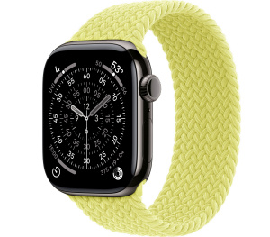 Apple Watch Series 11 // 42мм GPS+Cellular // Корпус из титана сланцевого цвета, плетеный монобраслет цвета "неоновый желтый"