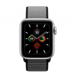 Купить Apple Watch Series 5 // 40мм GPS // Корпус из алюминия серебристого цвета, спортивный браслет цвета «тёмный графит»