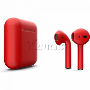 Купить AirPods - беспроводные наушники с Qi - зарядным кейсом Apple (Красный, матовый)