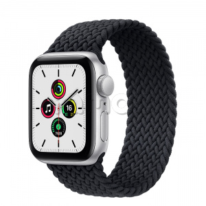 Купить Apple Watch SE // 40мм GPS // Корпус из алюминия серебристого цвета, плетёный монобраслет угольного цвета (2020)