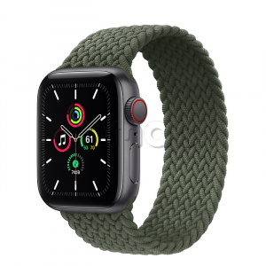 Купить Apple Watch SE // 40мм GPS + Cellular // Корпус из алюминия цвета «серый космос», плетёный монобраслет цвета «Зелёные холмы» (2020)