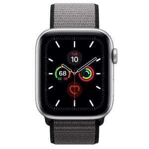 Купить Apple Watch Series 5 // 44мм GPS + Cellular // Корпус из алюминия серебристого цвета, спортивный браслет цвета «тёмный графит»