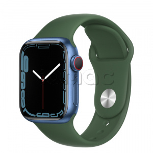 Купить Apple Watch Series 7 // 41мм GPS + Cellular // Корпус из алюминия синего цвета, спортивный ремешок цвета «зелёный клевер»