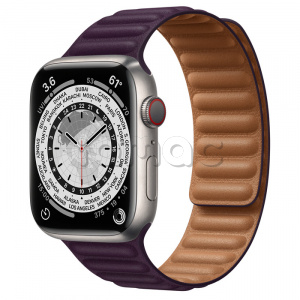 Купить Apple Watch Series 7 // 45мм GPS + Cellular // Корпус из титана, кожаный браслет цвета «тёмная вишня», размер ремешка S/M