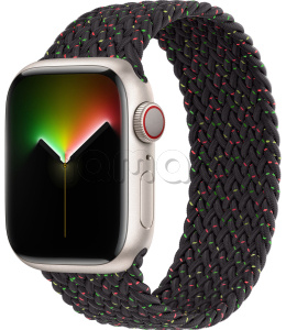Купить Apple Watch Series 9 // 45мм GPS+Cellular // Корпус из алюминия цвета "сияющая звезда", плетёный монобраслет цвета Black Unity