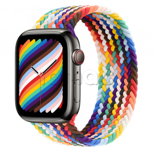 Купить Apple Watch Series 8 // 45мм GPS + Cellular // Корпус из нержавеющей стали графитового цвета, плетёный монобраслет цвета Pride Edition