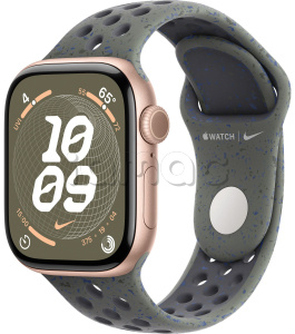 Купить Apple Watch Series 10 // 46мм GPS (Custom) Корпус из алюминия цвета "розовое золото", спортивный ремешок Nike цвета "Карго хаки"