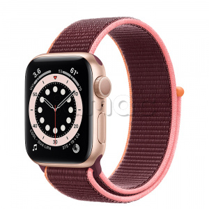 Купить Apple Watch Series 6 // 40мм GPS // Корпус из алюминия золотого цвета, спортивный браслет сливового цвета