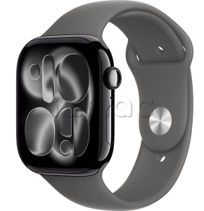 Купить Apple Watch Series 11 // 46мм GPS // Черный глянцевый корпус из алюминия, спортивный ремешок цвета "серый камень"