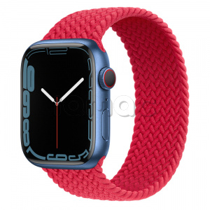 Купить Apple Watch Series 7 // 45мм GPS + Cellular // Корпус из алюминия синего цвета, плетёный монобраслет цвета (PRODUCT)RED