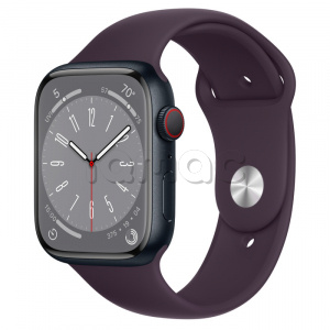 Купить Apple Watch Series 8 // 45мм GPS + Cellular // Корпус из алюминия цвета "темная ночь", спортивный ремешок цвета "бузина"