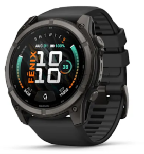 Купить Мультиспортивные часы Garmin Fenix 9 (51mm), титановый корпус Carbon Gray DLC, черный силиконовый ремешок 