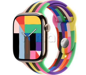 Купить Apple Watch Series 11 // 42мм GPS+Cellular // Корпус из титана золотого цвета, спортивный ремешок цвета Pride Edition