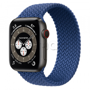 Купить Apple Watch Series 6 // 44мм GPS + Cellular // Корпус из титана цвета «черный космос», плетёный монобраслет цвета «Атлантический синий»