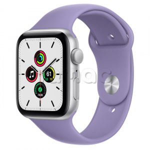 Купить Apple Watch SE // 44мм GPS // Корпус из алюминия серебристого цвета, спортивный ремешок цвета «Английская лаванда»