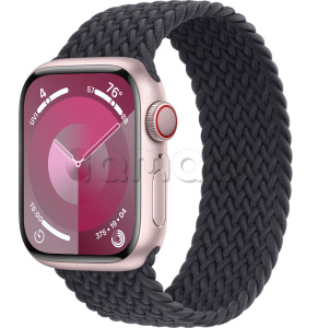 Купить Apple Watch Series 9 // 41мм GPS+Cellular // Корпус из алюминия розового цвета, плетёный монобраслет цвета "темная ночь"