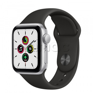 Купить Apple Watch SE // 40мм GPS // Корпус из алюминия серебристого цвета, спортивный ремешок цвета «Тёмная ночь»