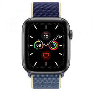 Купить Apple Watch Series 5 // 44мм GPS + Cellular // Корпус из алюминия цвета «серый космос», спортивный браслет цвета «морской лёд»