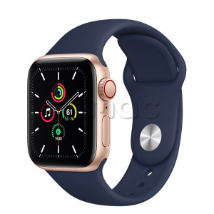 Купить Apple Watch SE // 40мм GPS + Cellular // Корпус из алюминия золотого цвета, спортивный ремешок цвета «Тёмный ультрамарин» (2020)