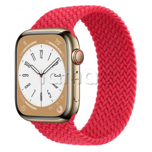 Купить Apple Watch Series 8 // 45мм GPS + Cellular // Корпус из нержавеющей стали золотого цвета, плетёный монобраслет цвета (PRODUCT)RED