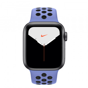 Купить Apple Watch Series 5 // 40мм GPS // Корпус из алюминия цвета «серый космос», спортивный ремешок Nike цвета «синяя пастель/чёрный»