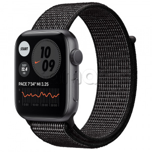 Купить Apple Watch Series 6 // 44мм GPS // Корпус из алюминия цвета «серый космос», спортивный браслет Nike чёрного цвета