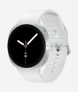 Купить  Samsung Galaxy Watch8 (40 мм) Wifi+LTE, серебристый корпус, спортивный ремешок белого цвета