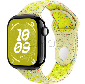Купить Apple Watch Series 10 // 42мм GPS (Custom) Черный глянцевый корпус из алюминия, спортивный ремешок Nike цвета "Электрическая вспышка"