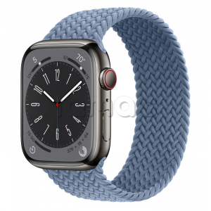 Купить Apple Watch Series 8 // 45мм GPS + Cellular // Корпус из нержавеющей стали графитового цвета, плетёный монобраслет сланцево-синего цвета