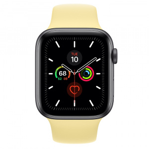 Купить Apple Watch Series 5 // 44мм GPS + Cellular // Корпус из алюминия цвета «серый космос», спортивный ремешок цвета «лимонный мусс»