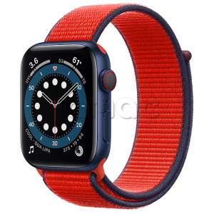 Купить Apple Watch Series 6 // 44мм GPS + Cellular // Корпус из алюминия синего цвета, спортивный браслет цвета (PRODUCT)RED
