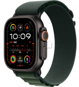Купить Apple Watch Ultra 2 (2024) // 49мм GPS + Cellular // Корпус из черного титана, ремешок Alpine Loop темно-зеленого цвета, L