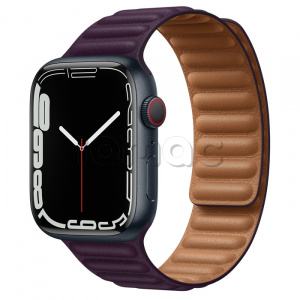 Купить Apple Watch Series 7 // 45мм GPS + Cellular // Корпус из алюминия цвета «тёмная ночь», кожаный браслет цвета «тёмная вишня», размер ремешка S/M
