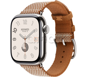 Купить Apple Watch Series 11 // 42мм GPS+Cellular // Корпус из титана серебристого цвета, ремешок  Toile H Single Tour цвета Gold/Écru