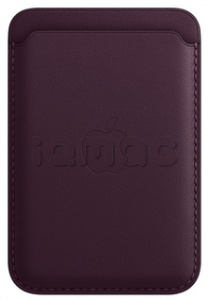 Кожаный чехол-бумажник MagSafe для iPhone 13 mini, цвет «тёмная вишня»