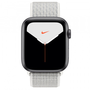 Купить Apple Watch Series 5 // 40мм GPS + Cellular // Корпус из алюминия цвета «серый космос», спортивный браслет Nike цвета «снежная вершина»
