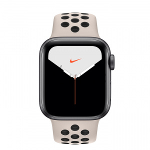 Купить Apple Watch Series 5 // 40мм GPS + Cellular // Корпус из алюминия цвета «серый космос», спортивный ремешок Nike цвета «песчаная пустыня/чёрный»