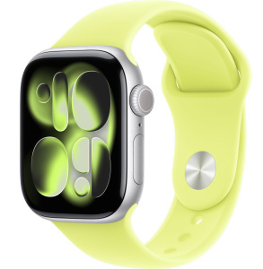 Apple Watch Series 11 // 46мм GPS // Корпус из алюминия серебристого цвета, спортивный ремешок цвета "неоновый желтый"