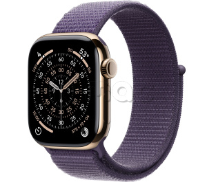 Купить Apple Watch Series 11 // 42мм GPS+Cellular // Корпус из титана золотого цвета, спортивный браслет цвета "фиолетовый туман"