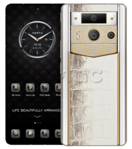 Телефон Vertu METAVERTU 2 Max, 1Tb, Luxury Custom-Made Gold Plain Weave With Diamonds, White Ceramic, Himalayan Crocodile Leather