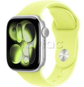 Купить Apple Watch Series 11 // 46мм GPS // Корпус из алюминия серебристого цвета, спортивный ремешок цвета "неоновый желтый"
