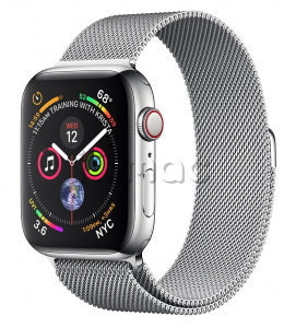 Купить Apple Watch Series 4 // 40мм GPS + Cellular // Корпус из нержавеющей стали, миланский сетчатый браслет (MTUM2)