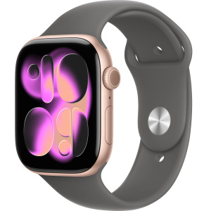 Apple Watch Series 11 // 46мм GPS // Корпус из алюминия цвета "розовое золото", спортивный ремешок цвета "серый камень"