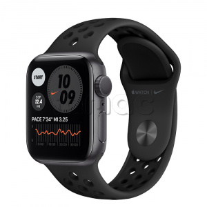 Купить Apple Watch Series 6 // 40мм GPS // Корпус из алюминия цвета «серый космос», спортивный ремешок Nike цвета «Антрацитовый/чёрный»