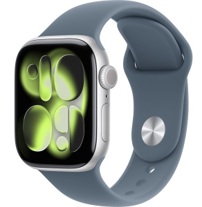 Apple Watch Series 11 // 46мм GPS // Корпус из алюминия серебристого цвета, спортивный ремешок цвета "якорный синий"