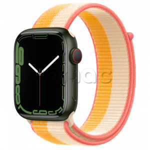 Купить Apple Watch Series 7 // 45мм GPS + Cellular // Корпус из алюминия зеленого цвета, спортивный браслет цвета «спелый маис/белый»